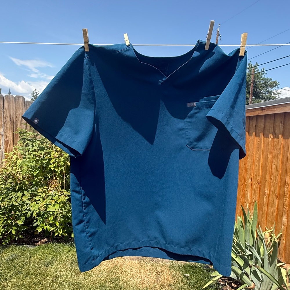 Figs Blue Short Sleeve Tee
